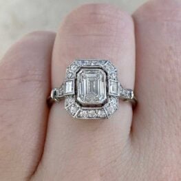 Emerald Cut Diamond Halo Ring - Midhust Ring 14831-F2