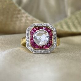 0.77 carat rose cut diamond an ruby ring Mayflower Ring 14891 Artistic Picture