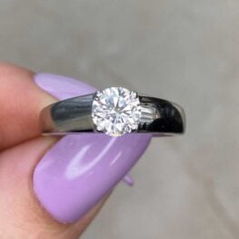 engagement ring signed bulgari made in italy in 1970 featuring a round brilliant cut diamond