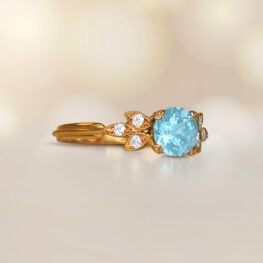 Round Natural Aquamarine And 18k Yellow Gold Mounting Engagement Ring 13898-Artistic-1000x1000