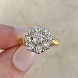 ozark Edwardian Diamond engagement ring fine milgrain decorating the shoulders