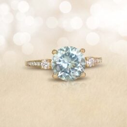 2.75ct Round Aquamarine and 18k Yellow Gold Ring 14940 Artistic Picture