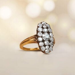 Victorian Era Ring with Diamond Cluster Artistic Picture Clarence Ring 14946