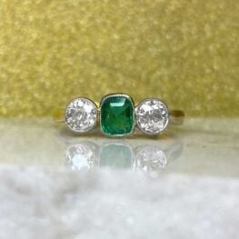 Emerald and Two Stone Diamond Ring Diamond Artistic Picture 14960