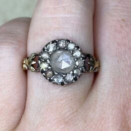 berwick antique cluster ring featuring a rose cut diamond