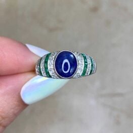 1.89ct Sapphire with Emerald and Diamond Accents Ring - Bonhomme Ring 14974-F5
