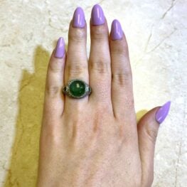 5.46ct Cabochon Emerald and Diamond Ring - Procida Ring 15012 F1