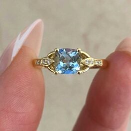 angora engagement ring low profile aquamarine and diamond ring 15033