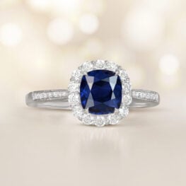 prong-set cushion cut sapphire ring artistic picture Harvard Ring 15038