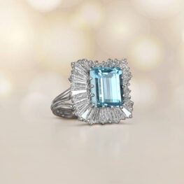 4.34 carat emerald-cut aquamarine halo ring Artistic Picture 15039