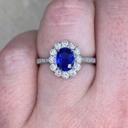 1.10ct Sapphire and Diamond Halo Engagement Ring Castella Ring 15056-F2