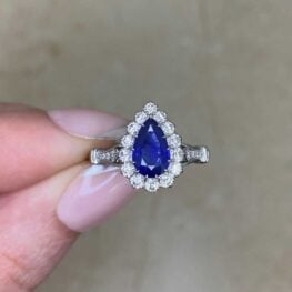 Pear Shape Sapphire and Diamond Cluster Ring Cordoba Ring 15057
