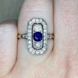 westbury ring from 1900 featuring a natural cushion-cut sapphire