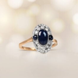 Antique 1.15 carat Ring with a cabochon sapphire center Artistic Picture 15122