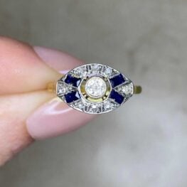 Art Deco antique Altamont Ring mounted in platinum on 18k yellow gold