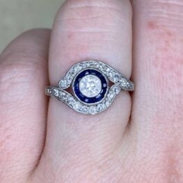 art deco Antique 0.20ct Diamond Sapphire Engagement Ring