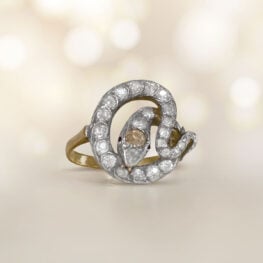 Antique Diamond Ring Featuring Snake and Brown Diamond Valeene Ring 15130