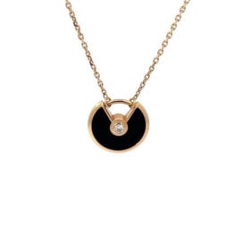 Rose Gold Amulette De Cartier Onyx Necklace Top View