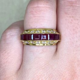 Ruby and Diamond Ring Ardonia Ring 15141 Top View Worn Zoomed in on Hand