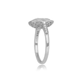 1.51 Carat Diamond and Baguette Halo Ring Alta Ring 15167 Top Side View