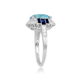 Sapphire Accent Aquamarine Ring Welsh Ring 15206 Top Side View