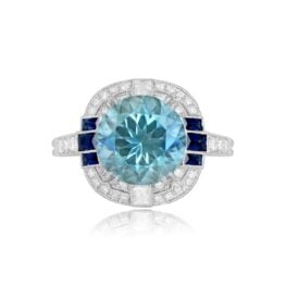 Vivid Blue Aquamarine Ring Welsh Ring 15206 Top View