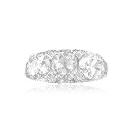 Platinum 2.22ct Old Cut Diamond Art Deco Diamond Three Stone Ring 15245