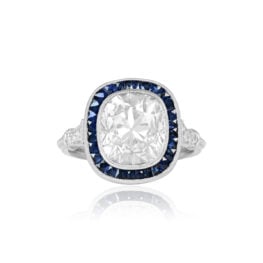 4.06 Carat Diamond and Sapphire Halo Ring Robinson Ring 15264 Top View