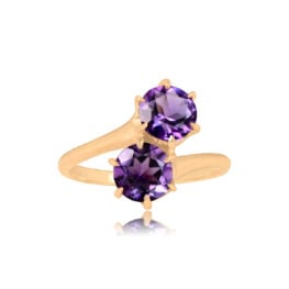 Toi Et Moi Top View Amethyst Ring 18k Yellow Gold