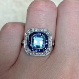 Sapphire Diamond Double Halo Ring Aspen Ring F2