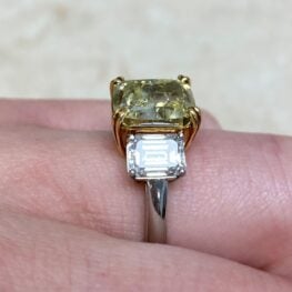 Fancy Diamond Three Stone Engagement Ring - Ottsville Ring