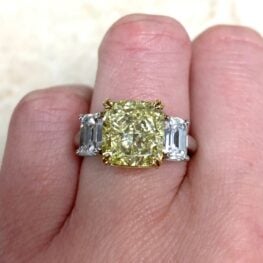 Yellow Diamond Three Stone Engagement Ring - Ottsville Ring