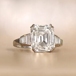 D5406 Antique art deco emerald cut diamond platinum ring
