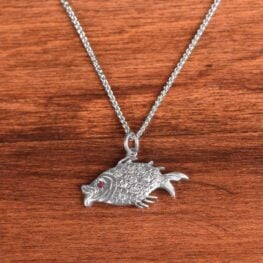 10670-3 Fish Ruby Charm Necklace