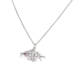 10670-3 Fish Ruby and Diamond Charm Necklace