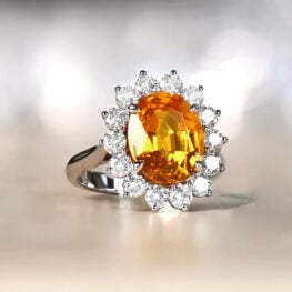 5.46 Carat Oval Cut Yellow Sapphire Halo Ring Nyons Ring DYL17