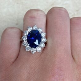 5.99ct Sapphire Diamond and Platinum Engagement Ring - Wharton Ring