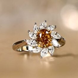 Yellow Brown Center Diamond Marquis Cut Cluster Halo Engagement Ring dyl42-artistic-1000