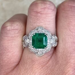 2.51ct Emerald Cut Prong Set Zambian Emerald Gemstone Ring DYL43 F2