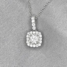 Chesapeake Pendant featuring a round briliant cut diamond set in prongs