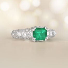 1.22 Carat Emerald Cut Diamond Accent Ring Holmes Ring DYL58
