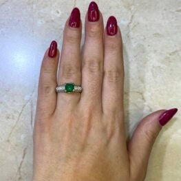 1.22ct Center Emerald Cut Emerald Ring Dyl58 F1