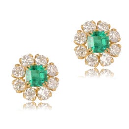 Emerald and Diamond Cluster Earrings Veneto Earrings