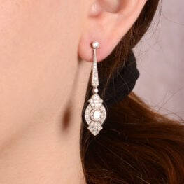 Diamond and Onyx Deco Style Earrings Estoril Earrings