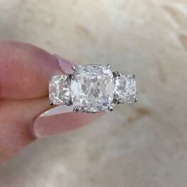 A 3.53 carat antique cushion cut diamond with G color and VS1 clarity