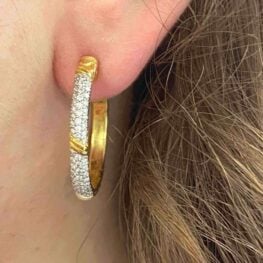 18k Gold and Diamond Hoop Earrings - Tifferet Earrings 11510