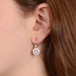 Platinum and Diamond Cluster Earrings Irvine Earrings