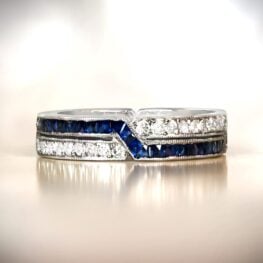 Ithaca Wedding Band Diamond Sapphire Platinum Ring 13318