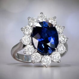 5.99 Carat Oval Sapphire Ring DYL4 Wharton Ring Top View Artstic