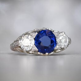 Sapphire Platinum Engagement Ring Queensland Ring Artist View Top